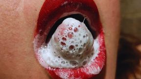 Washing my mouth and my red lips