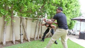 gardeners called in by marica hase for filling all her holes with piss clean-up biw024