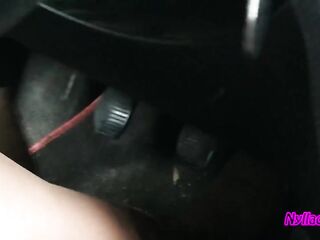 Nyllady Driving Her Red Punto in High-heeled Boots