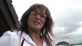 Sexy German wife plays with her pussy while wearing pantyhose