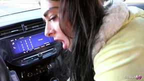 Dirty Bitch Pick up by Old Guy and Give Him a Nyon Handjob to Thanks Him in Car While Driving