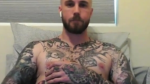 str8 Inked man ample dude-meat