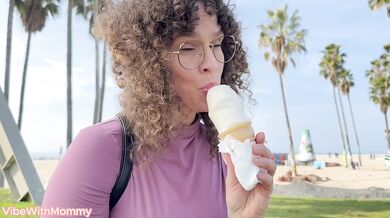 Steamy milf rides bareback in public with snooping stepson
