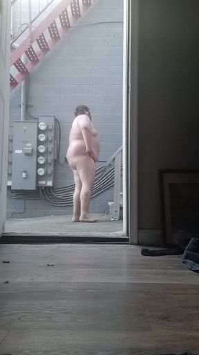 Mofo2121 nude outside by the neighbors door