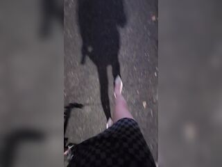 Transsexual Ting xuan walks outside to pee, then masturbates and cums on her haunch.