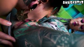 inexperienced tattooed hippie girl gets anal lesson from alternative pornstar