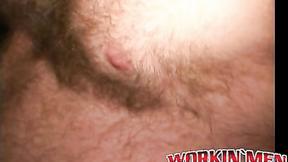 ”Bearded mature bear plays with his thick meat & shoots cum”