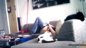 I caught my stepsister fingering on sofa