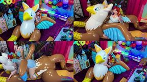 Rainbow Dash Cums On Gilda The Inflatable Gryphon