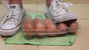 Crushing Eggs in Box Converse Sneakers WMV