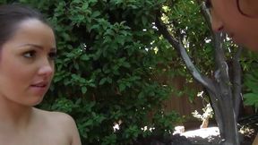 Two sexy brunettes are practicing yoga and some naughty stuff