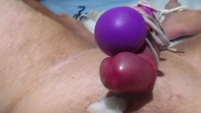 The gay tied a girlfriend's vibrator to his dick and got a big cumshot