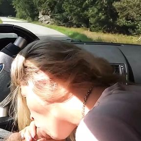 MILF Sucking Dick on the Parking by the Public Road. Public Cock Sucking and Cumshot