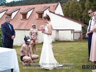 BRIDE4K. Golden-haired bride with natural titties enjoyed a admirable screw on her kinky wedding