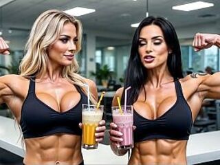 Female Bodybuilders stripped in the gym !! (Exposed in Public AI-Entertainment)