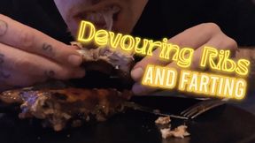 Eating bbq ribs