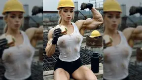 AI Muscle Girl Becky The Builder Hard at Work