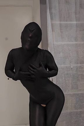 Nylon Zentai Catsuit and Gasmask Hot Encasement