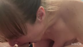 She Sucks His Fat Meat and Gags on His Huge Cum Load!