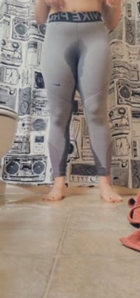 Horny and Desperately Wetting Gray Spandex