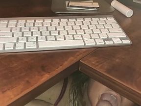 My wife climbs under my desk while I watch porn and a video from JewelsNBud