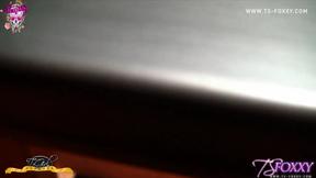 ”Horny TBabe TS Foxxy Playing with Her Strong Dick Before Bedtime”