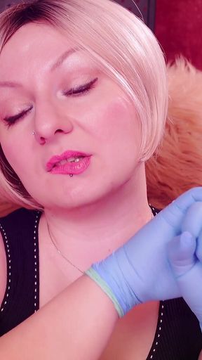 2 Layers of Fetish Nurse Medical Gloves. Arya Grander. Asmr No Nude Video.