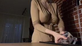 sex in the kitchen. while it s night outside, you fuck my tight pussy in the kitchen and pour your warm cum on my natural elastic tits. full video