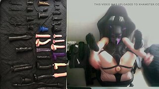 Amateur femboy crossdresser surprise with anal toys and big cock destroyer
