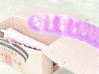 Cute shemale DaniTheCutie tries getting banged by a weird looking anal beads sex-toy hybrid