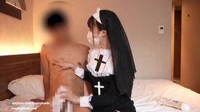 Japanese Cosplay Cutie in Nun Outfit Surprises Guy with a Playful Encounter