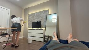 JOI's Wife Wearing Yellow Cleaning Gloves