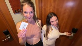 my friend and i picked up two spanish girls at the party, and they ended up taking us back to their hotel to have sex