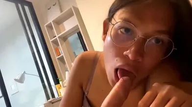 A Cocksucking Asian Girl In Glasses