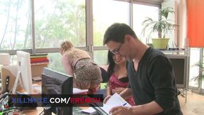 Anal Threesome with Two Busty Secretaries