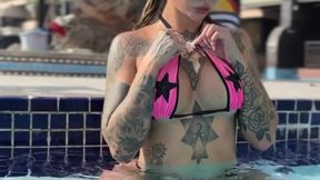 Relaxing by the pool