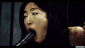 Asian Hottie Insanely Fucked & Extreme Cumflated By Alien