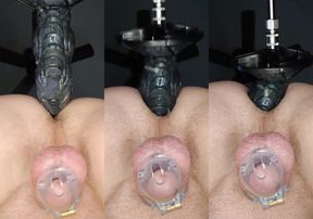 Twink caged fucked raw by dragon cock solo gay anal