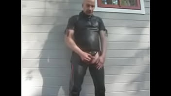 Finnish amateur leather gay Juha Vantanen cums