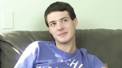 Twink gets horny at casting interview and plays with his hard dick