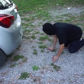 Femdom chick wants to punish him outdoor