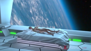 Earth orbit - a sex journey. Sex in space station! 3d dickgirl plays with a cute&nbsp;