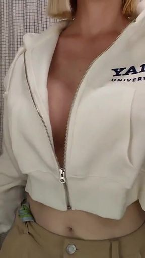 Peeking Into the Dressing Room - Hot Girl Tries on Lingerie Just for You. Big Boobs  - Mirror Selfie Dressing Room Show   Clip 1