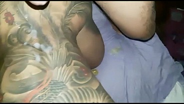 Tattoed inked transgender prostitute fuck cum dance and wank