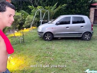 Latin babe with biggest breasts gets banged by a giant schlong leaving her cunt leaking - Mariana Sandoval