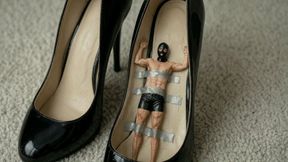 shrunken slave prisoner of my shoe get squished. crushed merciless inshoe ( mini film 40 mn LONG )
