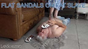 LADY SCARLET - FLAT SANDALS ON FAT SLAVE hd