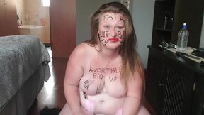 Topless Big Boobs BBW Degrading Herself Out of Rage