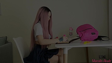 MASTURBATING WITH PINK TOY