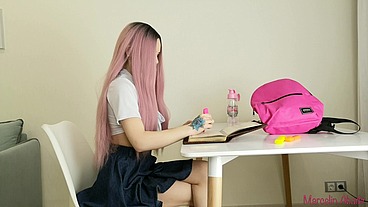 MASTURBATING WITH PINK TOY